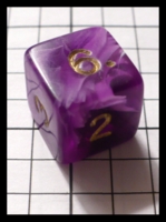 Dice : Dice - 6D - Purple Swirl with Gold Numerals - FA collection buy Dec2010